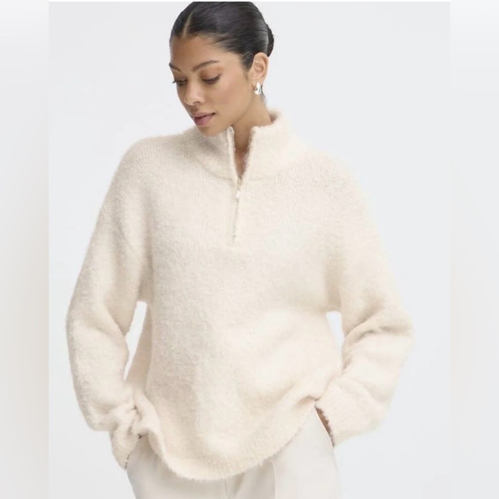 NWT B. Young Omanta half-zip sweater in cream - oversized small - $125 MSRP